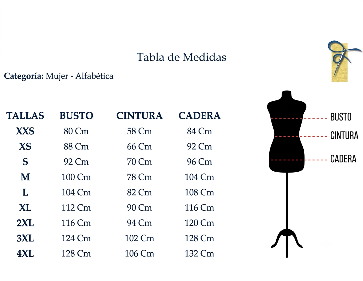 Tabla Medidas Dama Alfabetico